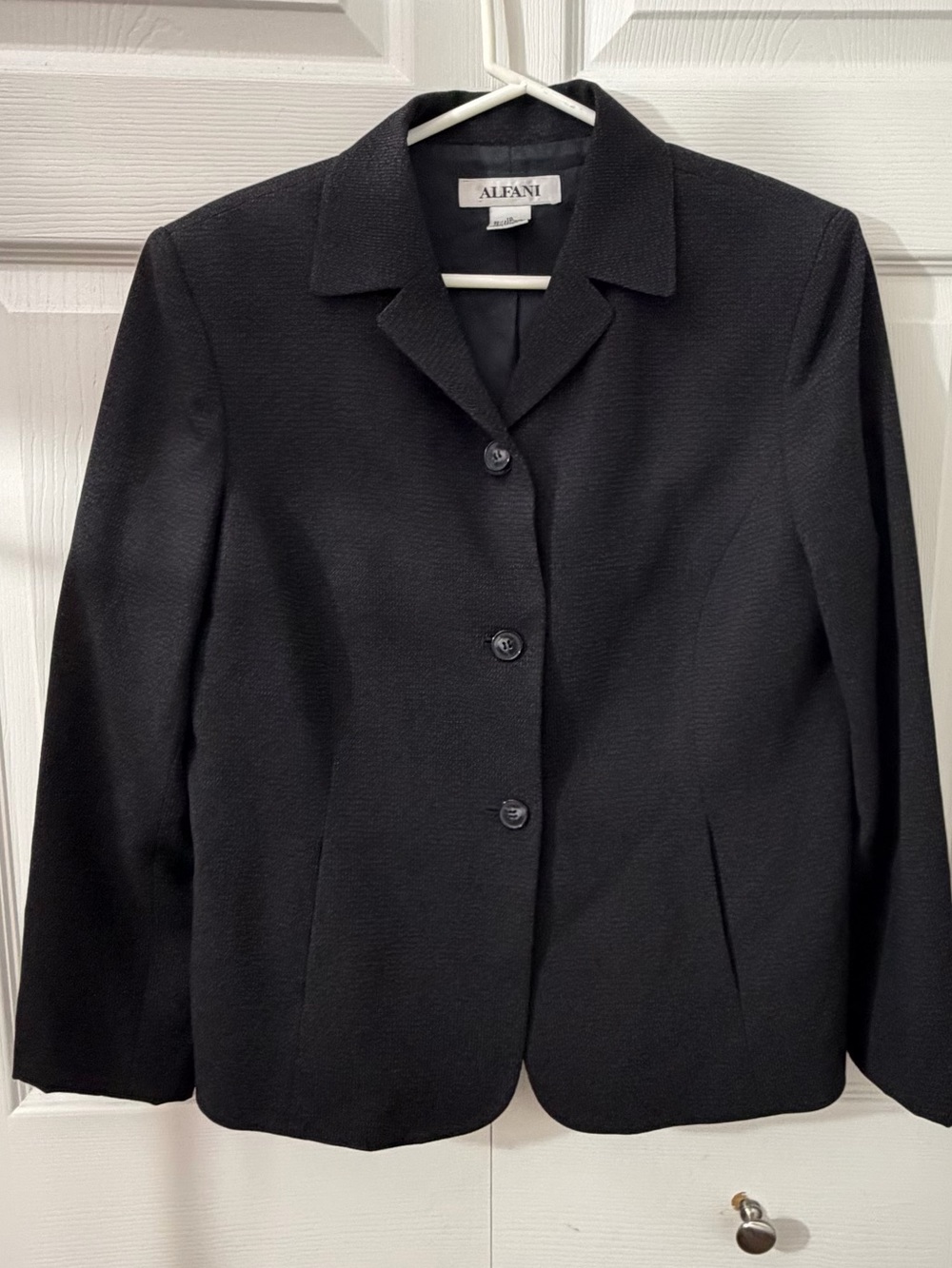 Alfani Womens Size 10 Black Textured Classic Tailored Career Blazer Jacket